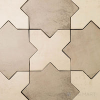 Amalfi 7x7 Checkerboard Matte Porcelain Tile in Bone Cross and Gray Star