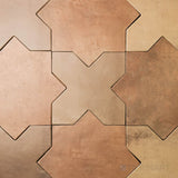 Amalfi 7x7 Checkerboard Matte Porcelain Tile in Mud Cross and Terracotta Star