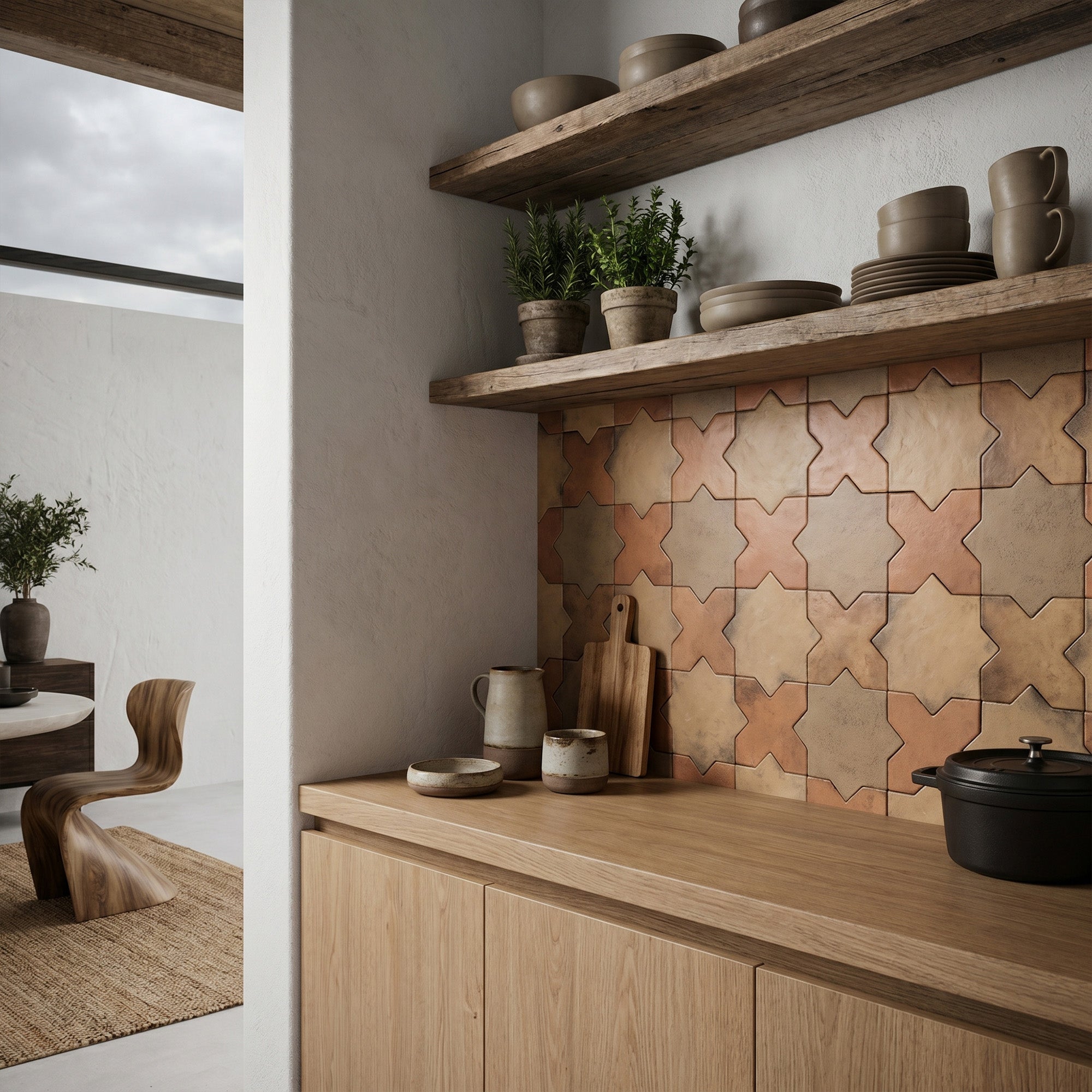 Amalfi 7x7 Checkerboard Matte Porcelain Tile in Terracotta Cross and M