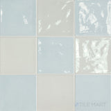 Village 5x5 Checkerboard Glossy Ceramic Tile in White and Cloud
