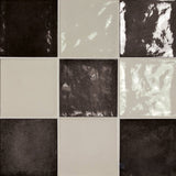 Village 5x5 Checkerboard Glossy Ceramic Tile in Silver Mist and Black
