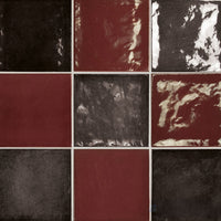 Village 5x5 Checkerboard Glossy Ceramic Tile in Aubergine and Black