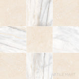 Palazzo 12x12 Checkerboard Natural Porcelain Tile in Calacatta and Crema