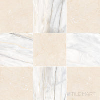 Palazzo 12x12 Checkerboard Natural Porcelain Tile in Calacatta and Crema