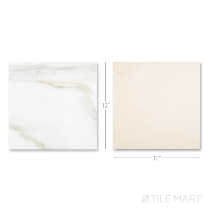 Palazzo 12x12 Checkerboard Natural Porcelain Tile in Calacatta and Crema