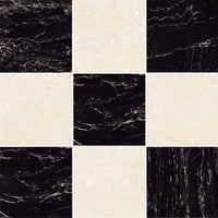 Palazzo 12x12 Checkerboard Natural Porcelain Tile in Crema and Nero