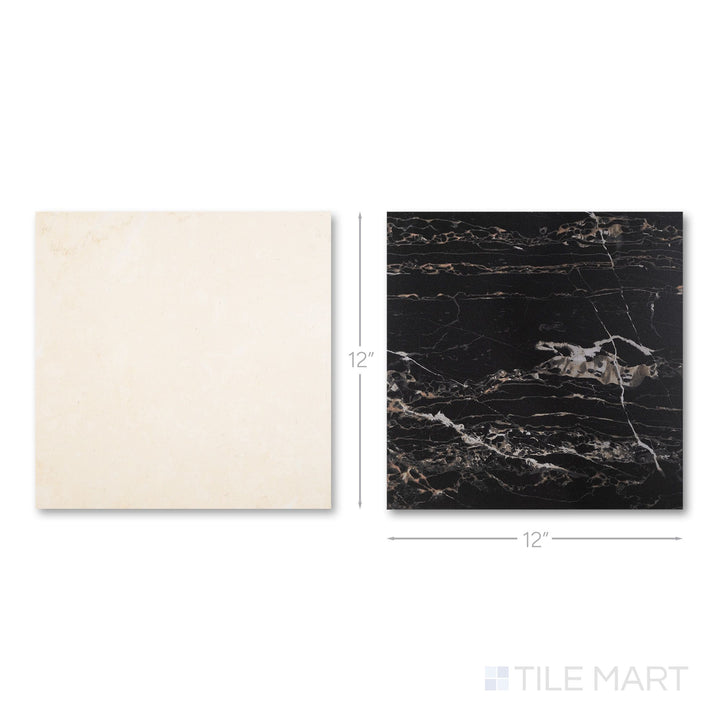 Palazzo 12x12 Checkerboard Natural Porcelain Tile in Crema and Nero