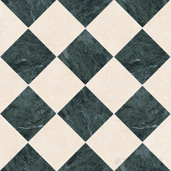 Palazzo 12x12 Checkerboard Natural Porcelain Tile in Verde and Crema