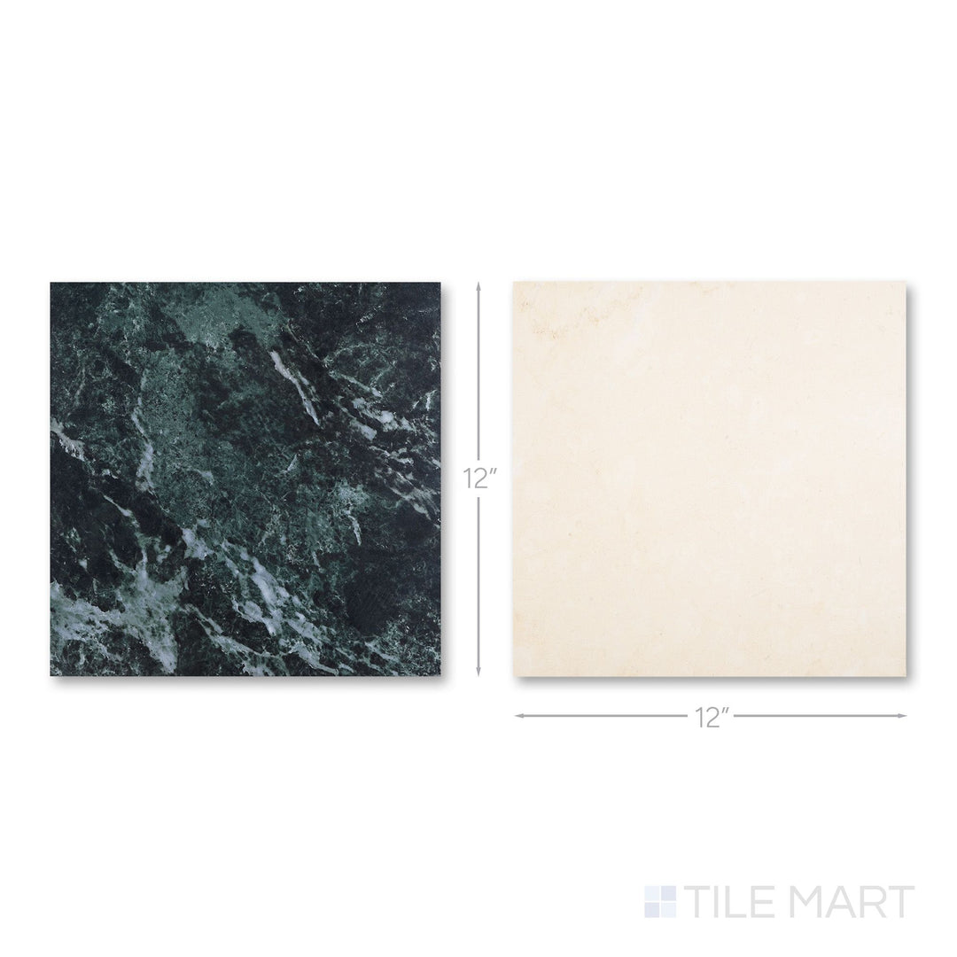 Palazzo 12x12 Checkerboard Natural Porcelain Tile in Verde and Crema