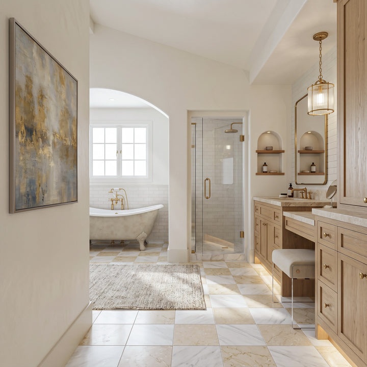 Palazzo 12x12 Checkerboard Natural Porcelain Tile in Luce and Crema
