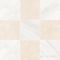 Palazzo 12x12 Checkerboard Natural Porcelain Tile in Luce and Crema