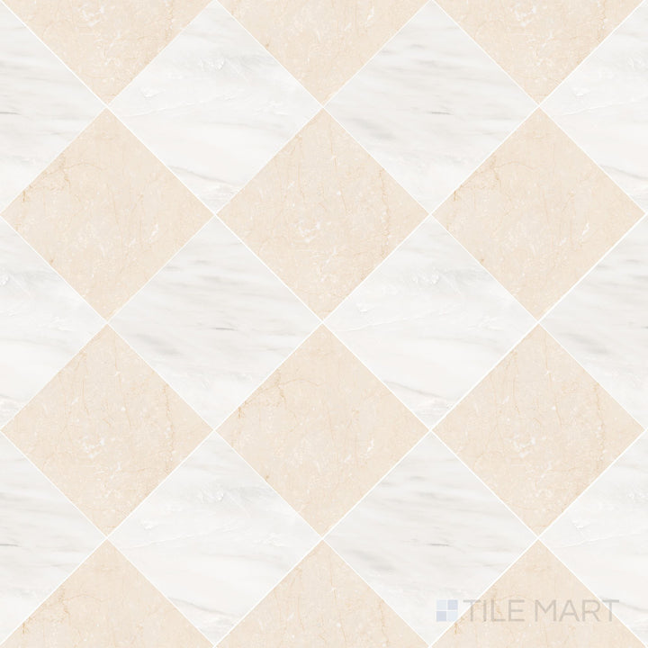 Palazzo 12x12 Checkerboard Natural Porcelain Tile in Luce and Crema