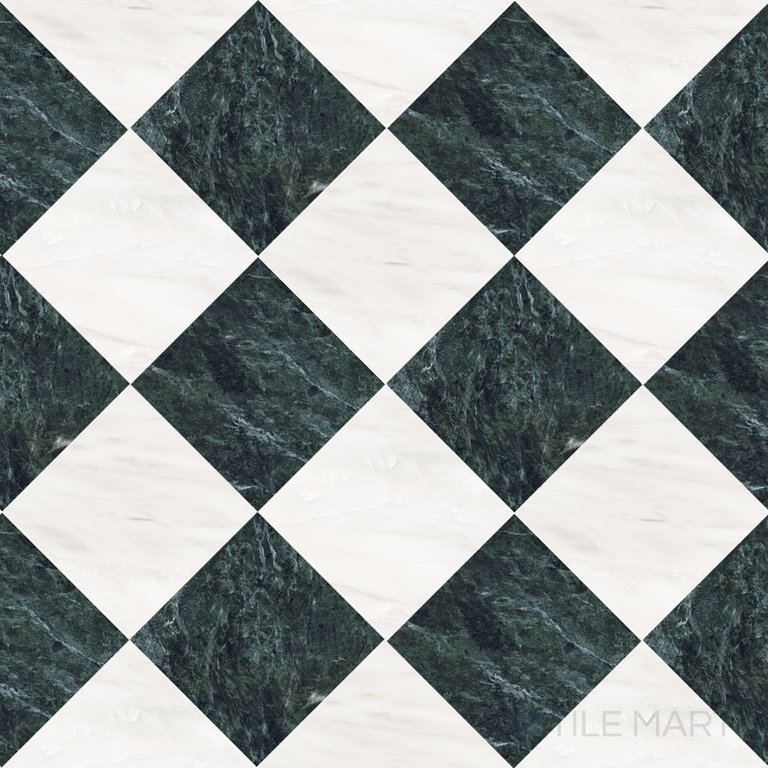 Palazzo 12x12 Checkerboard Natural Porcelain Tile in Luce and Verde