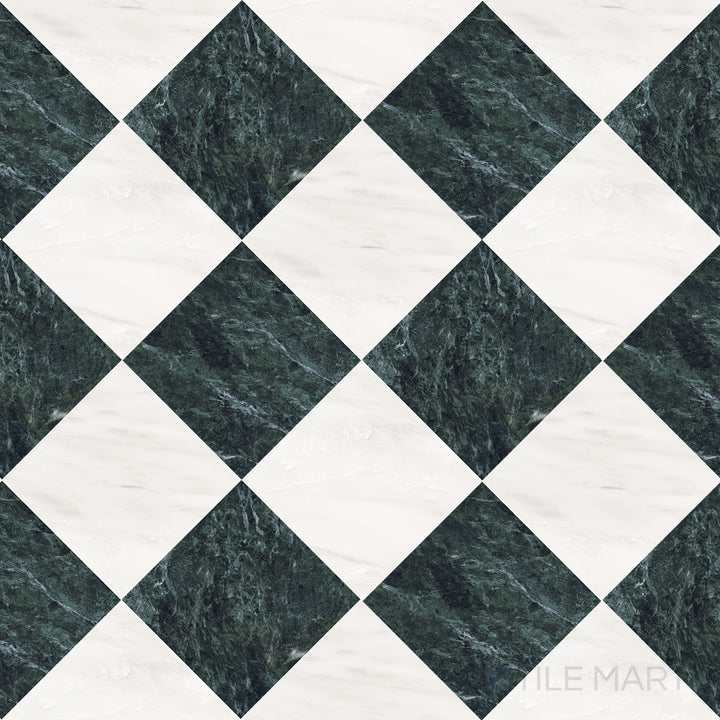 Palazzo 12x12 Checkerboard Natural Porcelain Tile in Luce and Verde