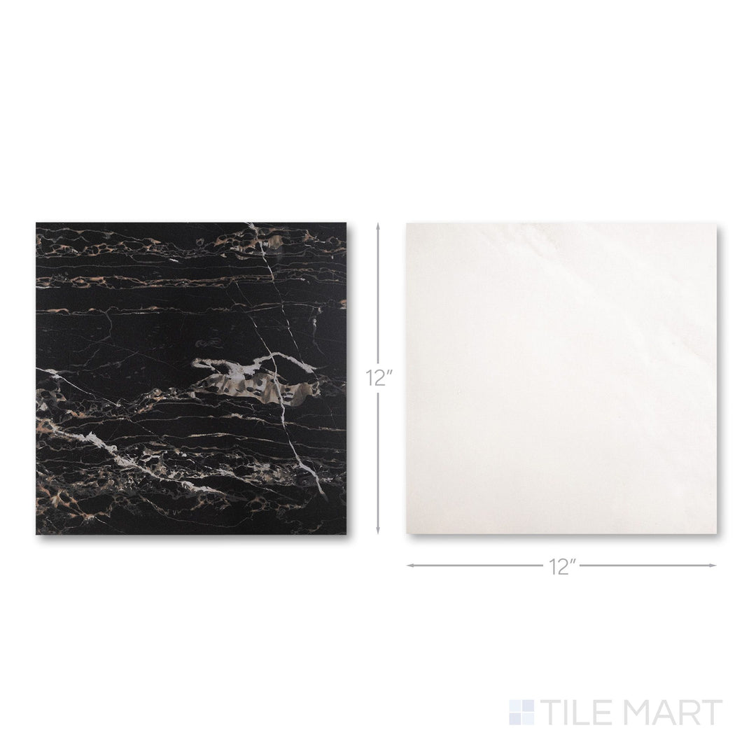 Palazzo 12x12 Checkerboard Natural Porcelain Tile in Luce and Nero