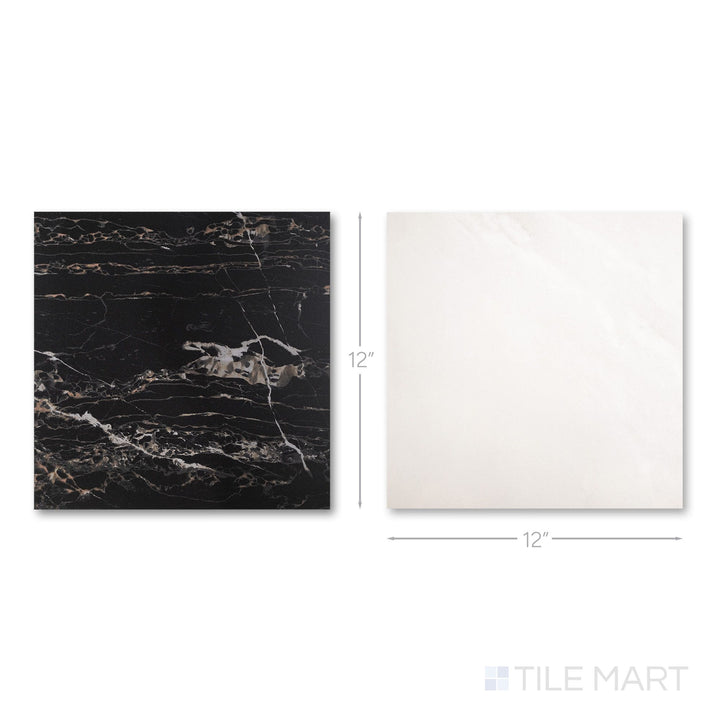 Palazzo 12x12 Checkerboard Natural Porcelain Tile in Luce and Nero