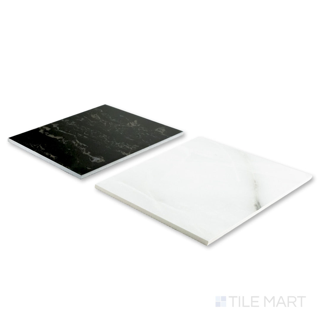 Palazzo 24x24 Checkerboard Natural Porcelain Tile in Calacatta and Nero