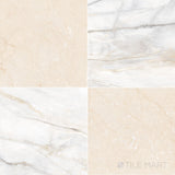 Palazzo 24x24 Checkerboard Natural Porcelain Tile in Calacatta and Crema