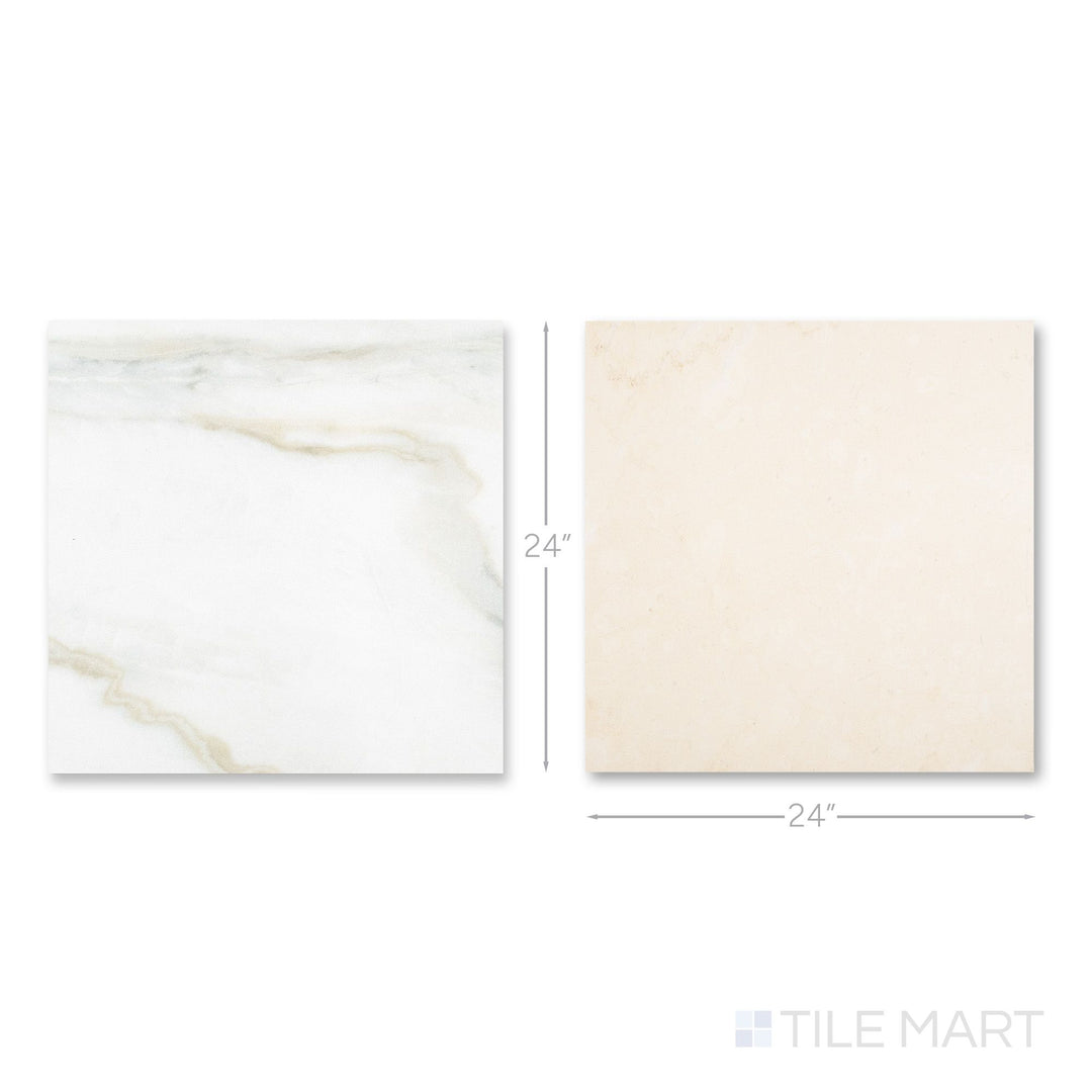 Palazzo 24x24 Checkerboard Natural Porcelain Tile in Calacatta and Crema
