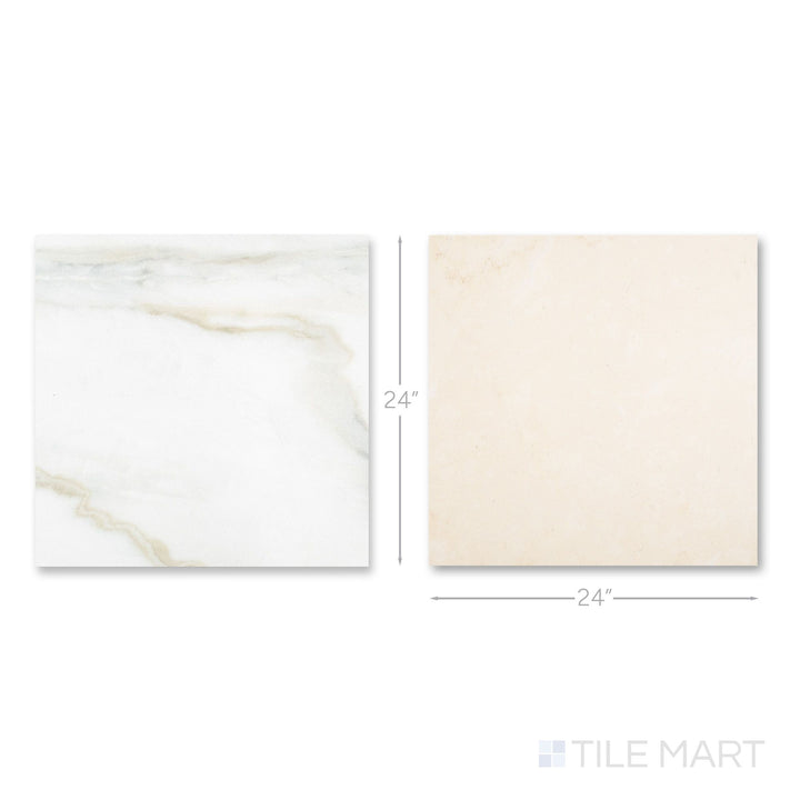 Palazzo 24x24 Checkerboard Natural Porcelain Tile in Calacatta and Crema