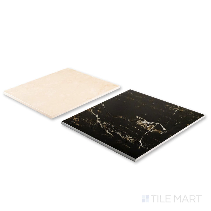 Palazzo 24x24 Checkerboard Natural Porcelain Tile in Crema and Nero