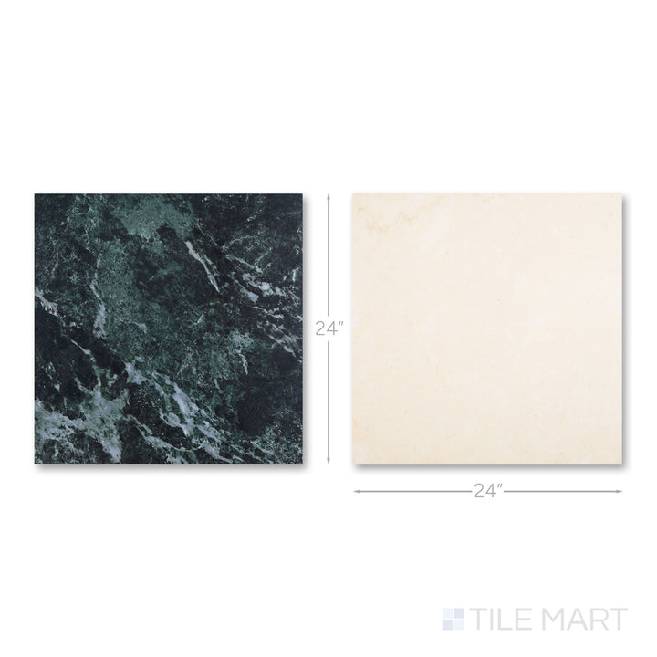 Palazzo 24x24 Checkerboard Natural Porcelain Tile in Verde and Crema