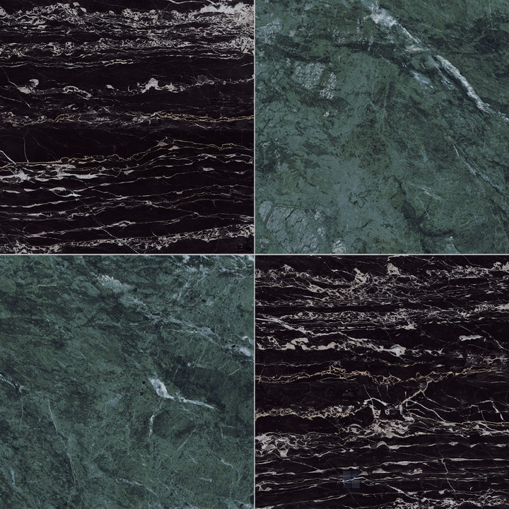 Palazzo 24x24 Checkerboard Natural Porcelain Tile in Verde and Nero