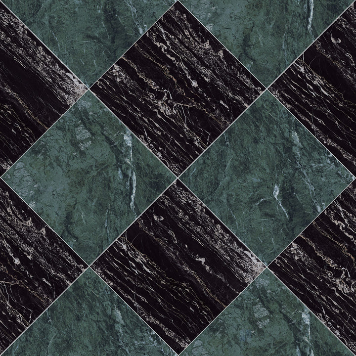 Palazzo 24x24 Checkerboard Natural Porcelain Tile in Verde and Nero