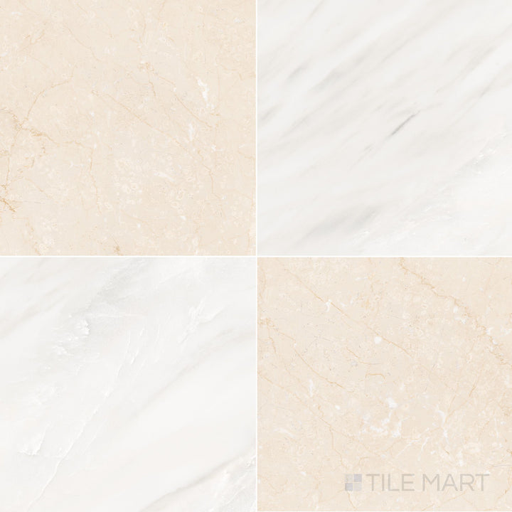 Palazzo 24x24 Checkerboard Natural Porcelain Tile in Luce and Crema