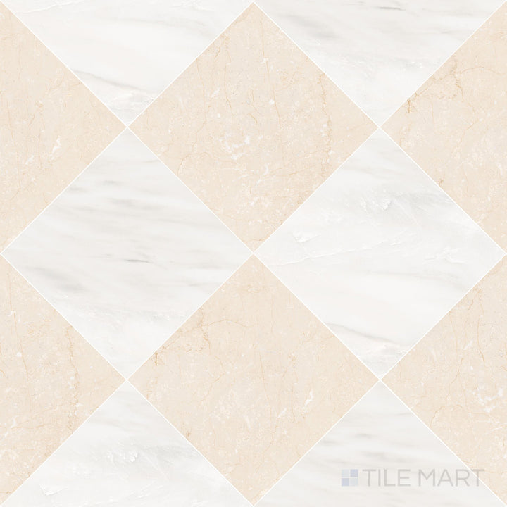 Palazzo 24x24 Checkerboard Natural Porcelain Tile in Luce and Crema