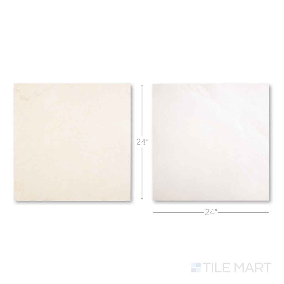 Palazzo 24x24 Checkerboard Natural Porcelain Tile in Luce and Crema