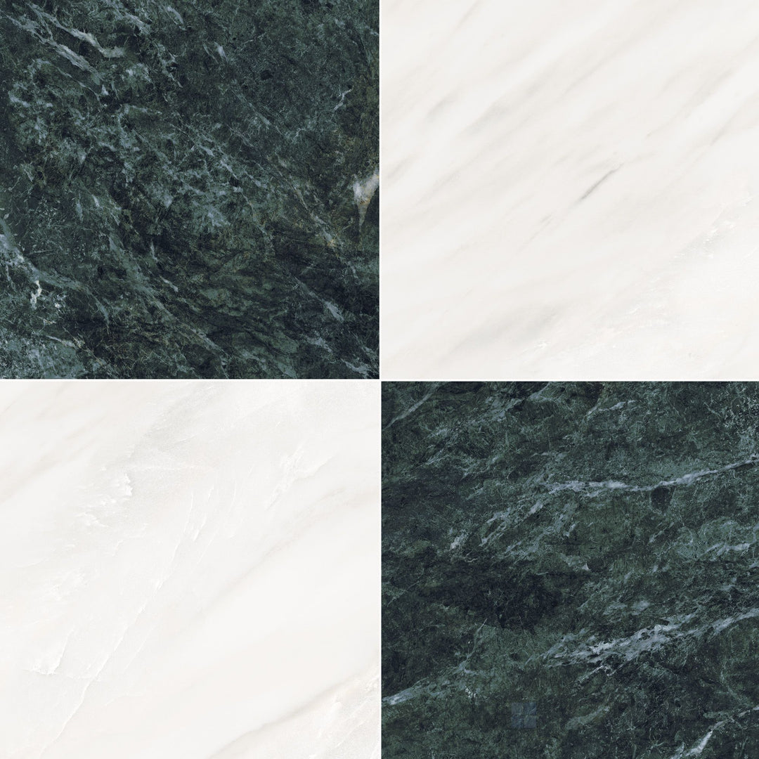 Palazzo 24x24 Checkerboard Natural Porcelain Tile in Luce and Verde