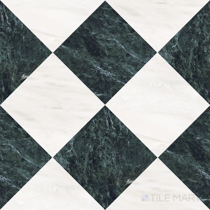 Palazzo 24x24 Checkerboard Natural Porcelain Tile in Luce and Verde