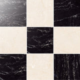 Palazzo 12x12 Checkerboard Polished Porcelain Tile in Crema and Nero