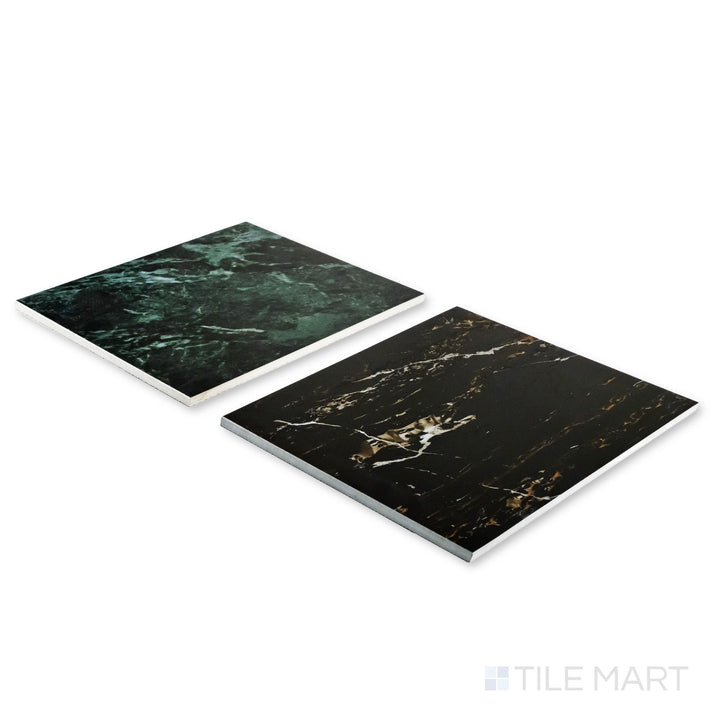 Palazzo 12x12 Checkerboard Polished Porcelain Tile in Verde and Nero