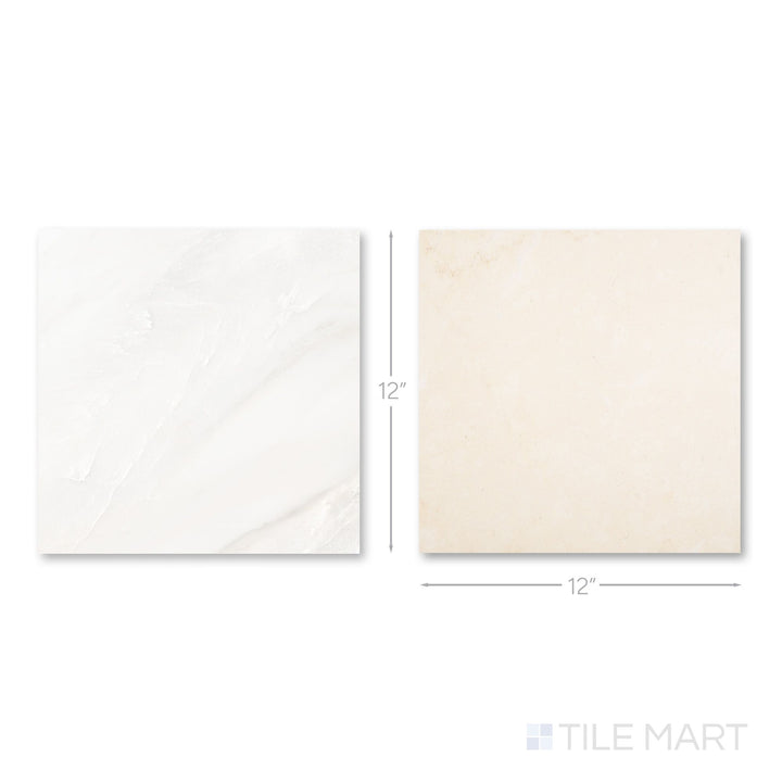 Palazzo 12x12 Checkerboard Polished Porcelain Tile in Luce and Crema