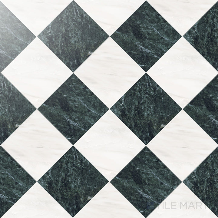 Palazzo 12x12 Checkerboard Polished Porcelain Tile in Luce and Verde