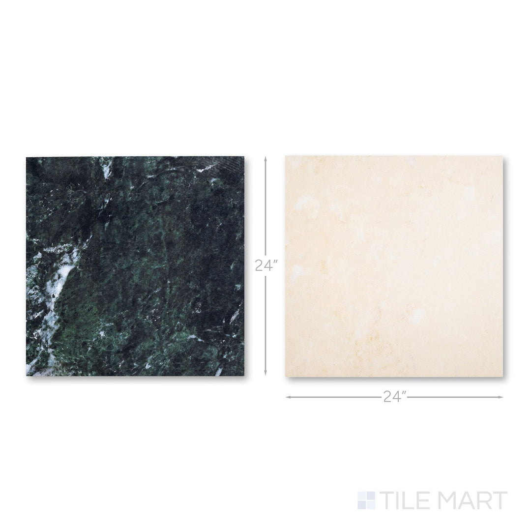 Palazzo 24x24 Checkerboard Polished Porcelain Tile in Verde and Crema