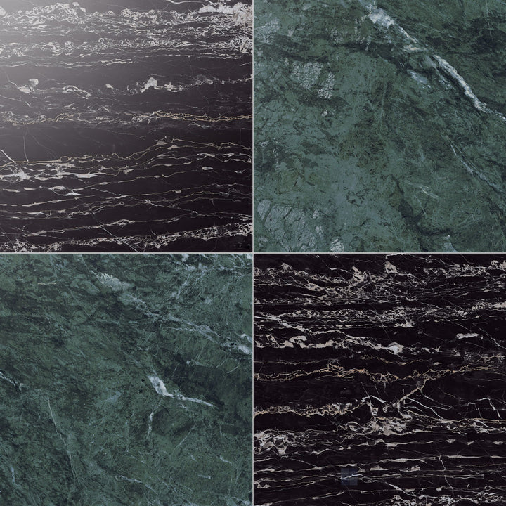 Palazzo 24x24 Checkerboard Polished Porcelain Tile in Verde and Nero