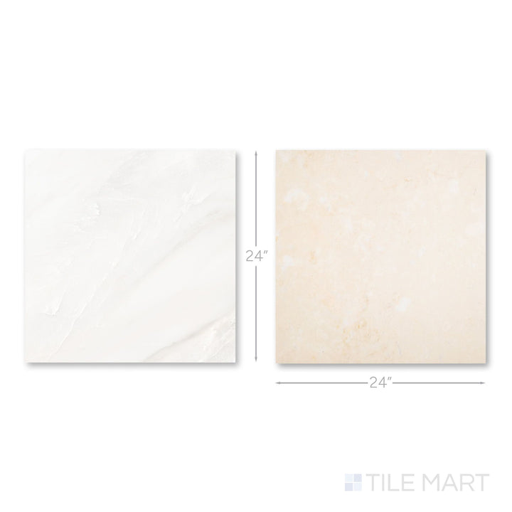 Palazzo 24x24 Checkerboard Polished Porcelain Tile in Luce and Crema