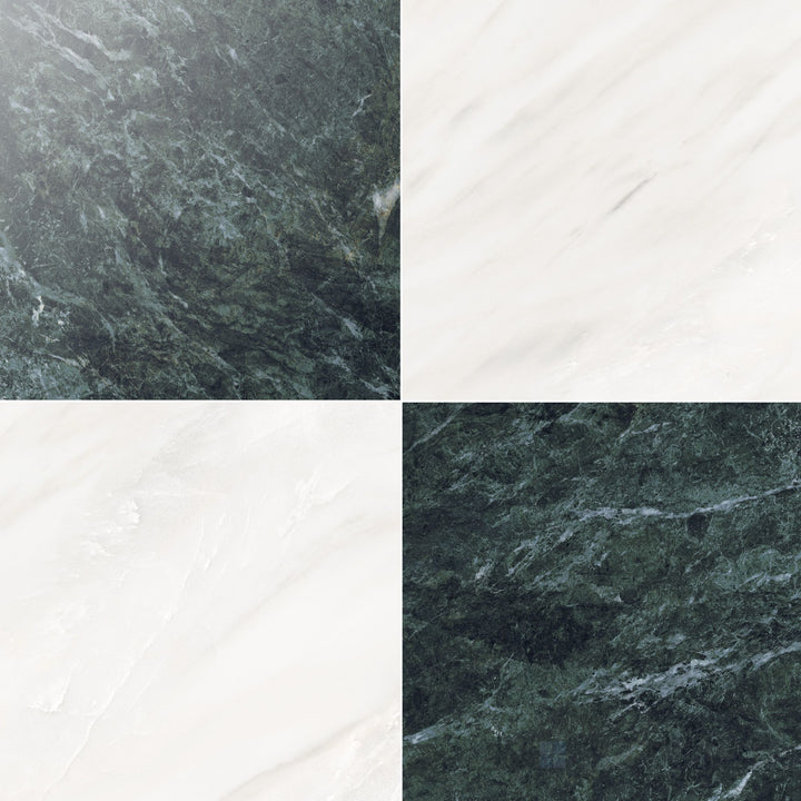 Palazzo 24x24 Checkerboard Polished Porcelain Tile in Luce and Verde