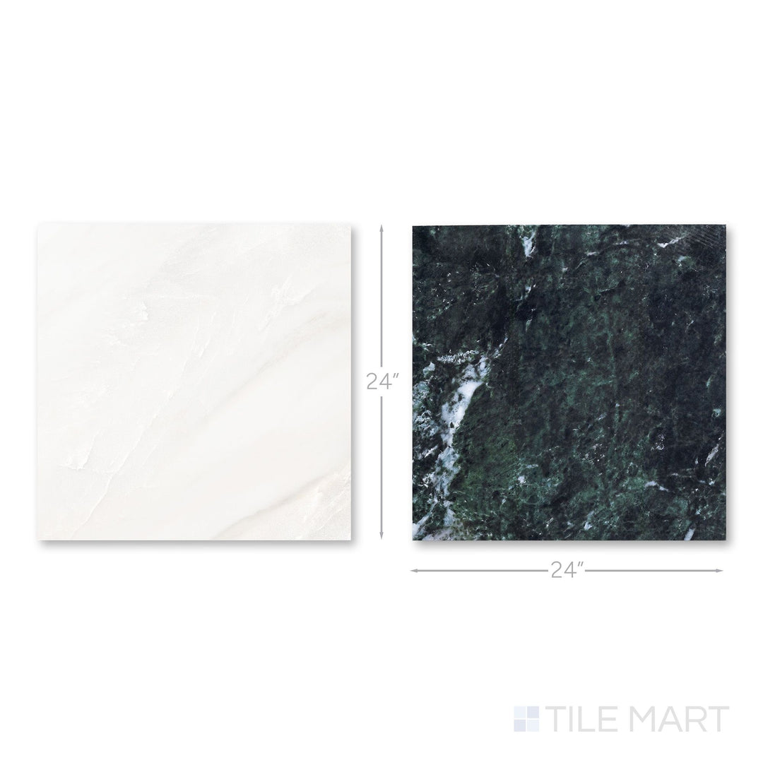 Palazzo 24x24 Checkerboard Polished Porcelain Tile in Luce and Verde