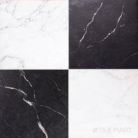 Parisian Chequer 12x12 Checkerboard Honed Porcelain Rectified Tile in Blanche and Noire
