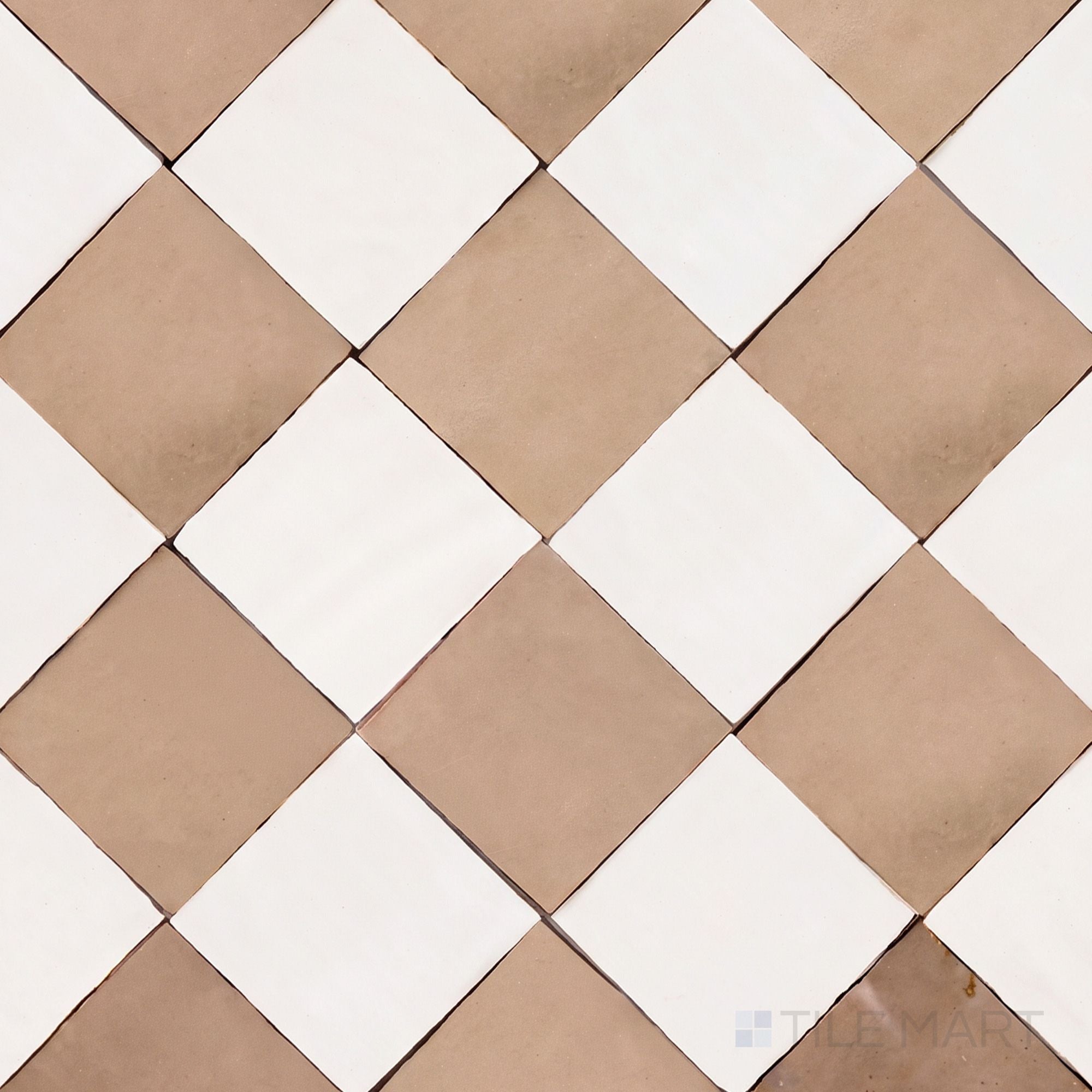Zellige Classique 4x4 Checkerboard Glossy Terracotta Hand Cut Tile in