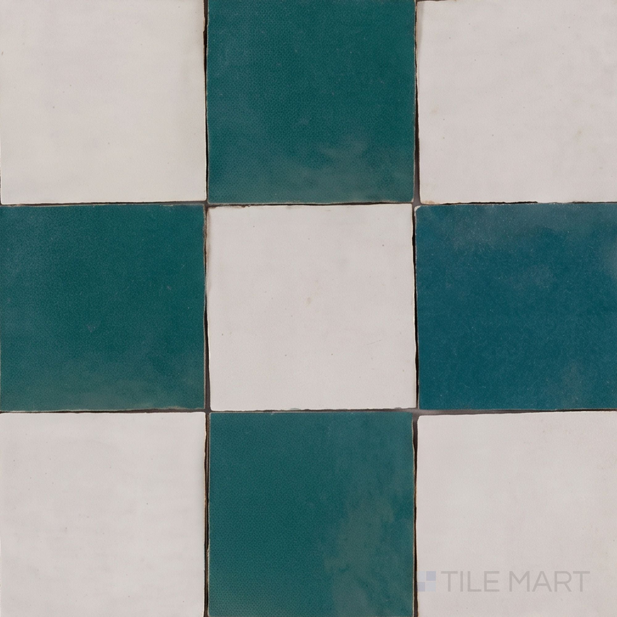 Zellige Classique 4x4 Checkerboard Glossy Terracotta Hand Cut Tile in