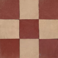 Zellige Classique 4x4 Checkerboard Glossy Terracotta Hand Cut Tile in Sahara Rose and Al Hamra