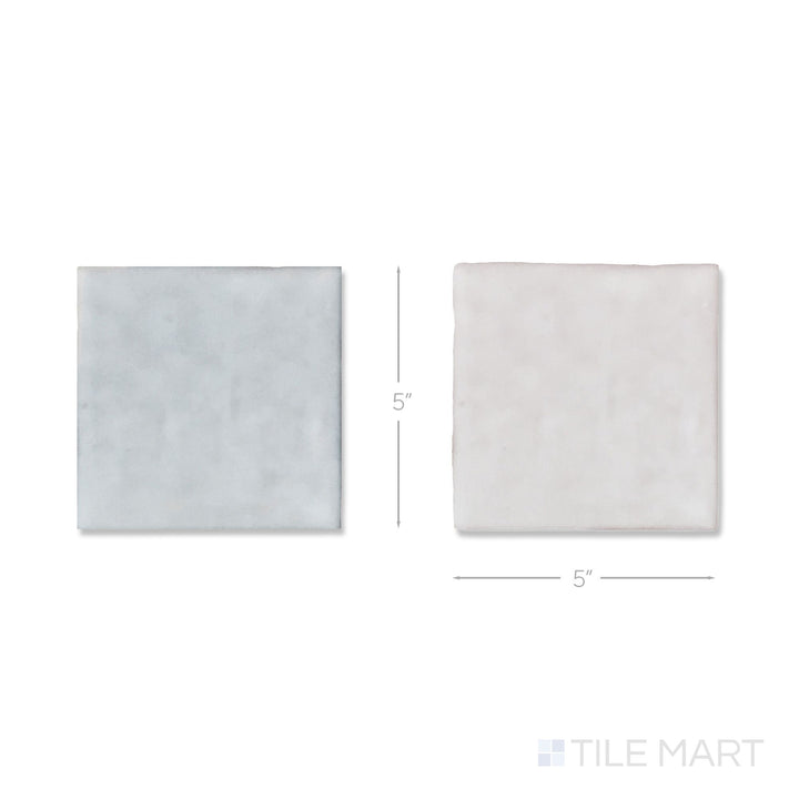 Bird's-eye view of a single Melody tile in Easton White and Eme Ash, showing the glossy ceramic finish up close.