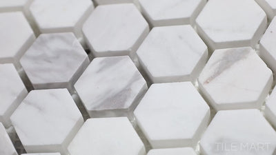 Sto-Re 1-1/8" Hexagon Marble Mosaic 12X12 Volakas Polished