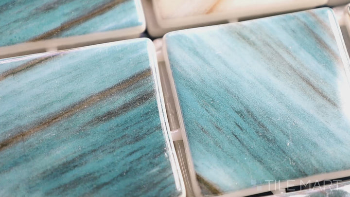 Video showcasing Onix Glass Zaira 2" Square Glossy Mosaic. A sleek and contemporary glass mosaic with a smooth reflective finish, ideal for modern spaces.