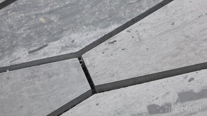 Video featuring Sto-Re Wooden Blue Elongated Hexagon Polished Marble Mosaic. A striking Wooden Blue marble mosaic with a polished finish and elongated hexagon pattern, adding sophistication to any space.